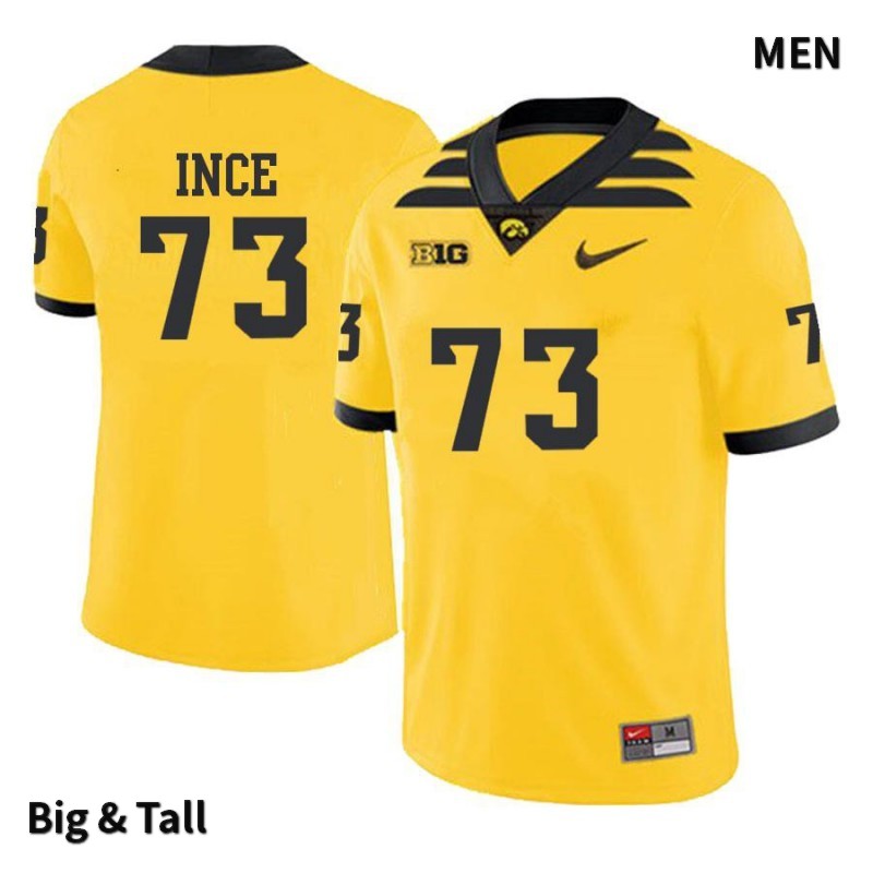 Men's Iowa Hawkeyes NCAA #73 Cody Ince Yellow Authentic Nike Big & Tall Alumni Stitched College Football Jersey HI34F85ZO